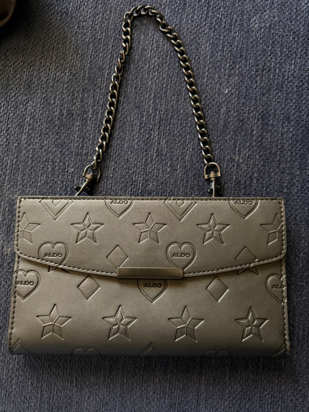 ALDO Black Embossed Mini Chain-Handle clutch bag